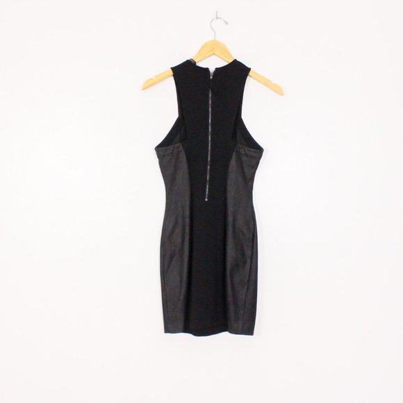 *Guess Women's Black Gray Jewel Neck Bodycon Mini Little Black Dress - Picture 9 of 9